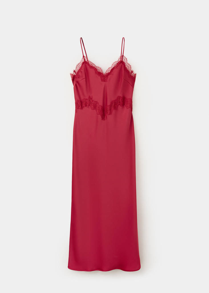 Satin lace dress — Red