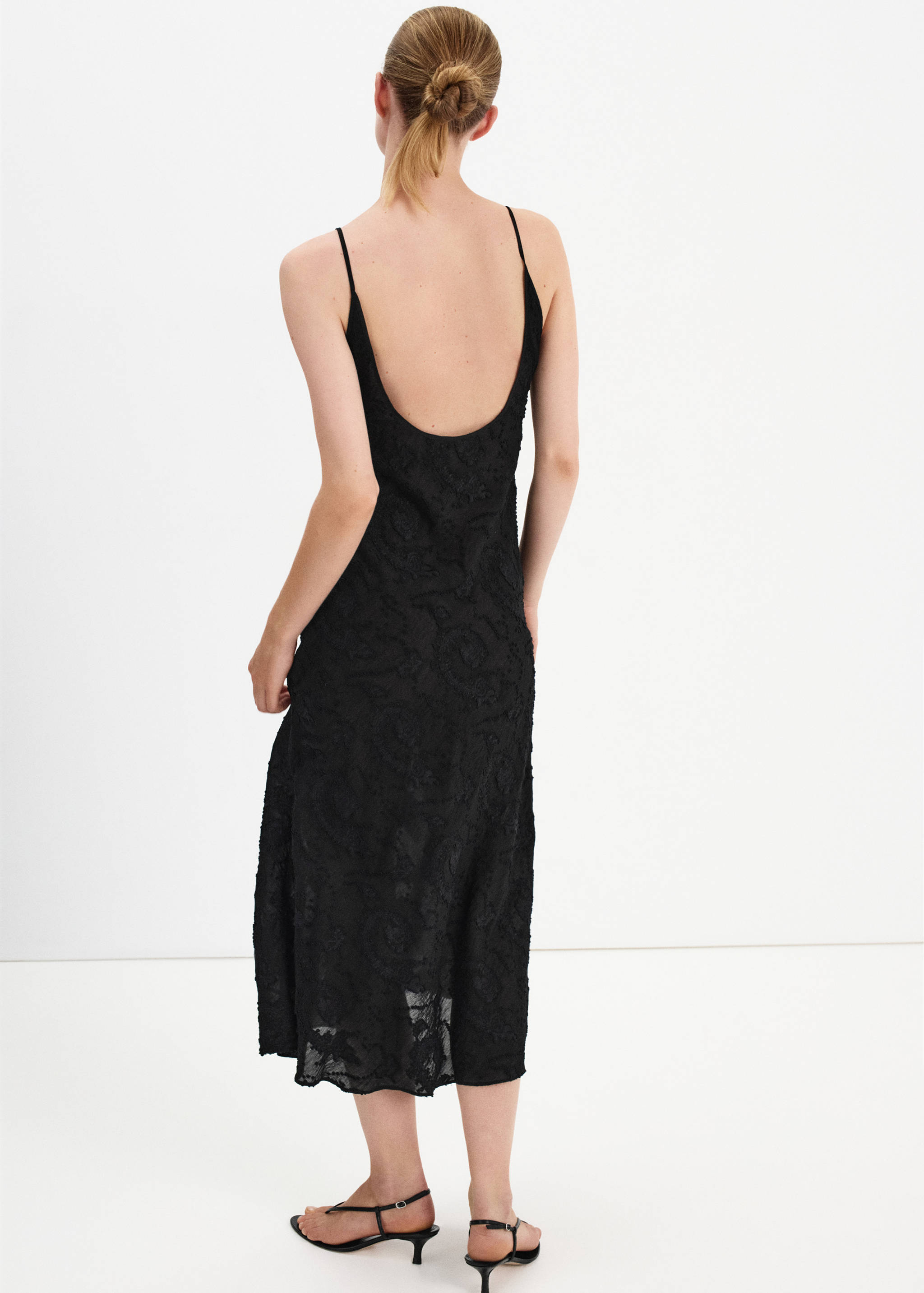 Chiffon dress with embroidered details - Reverse of the article