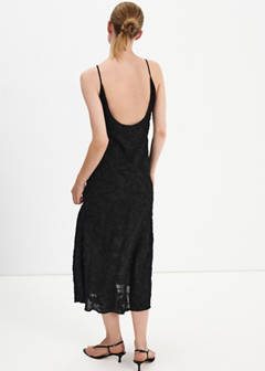 Embroidered dress with back neckline — Black 3