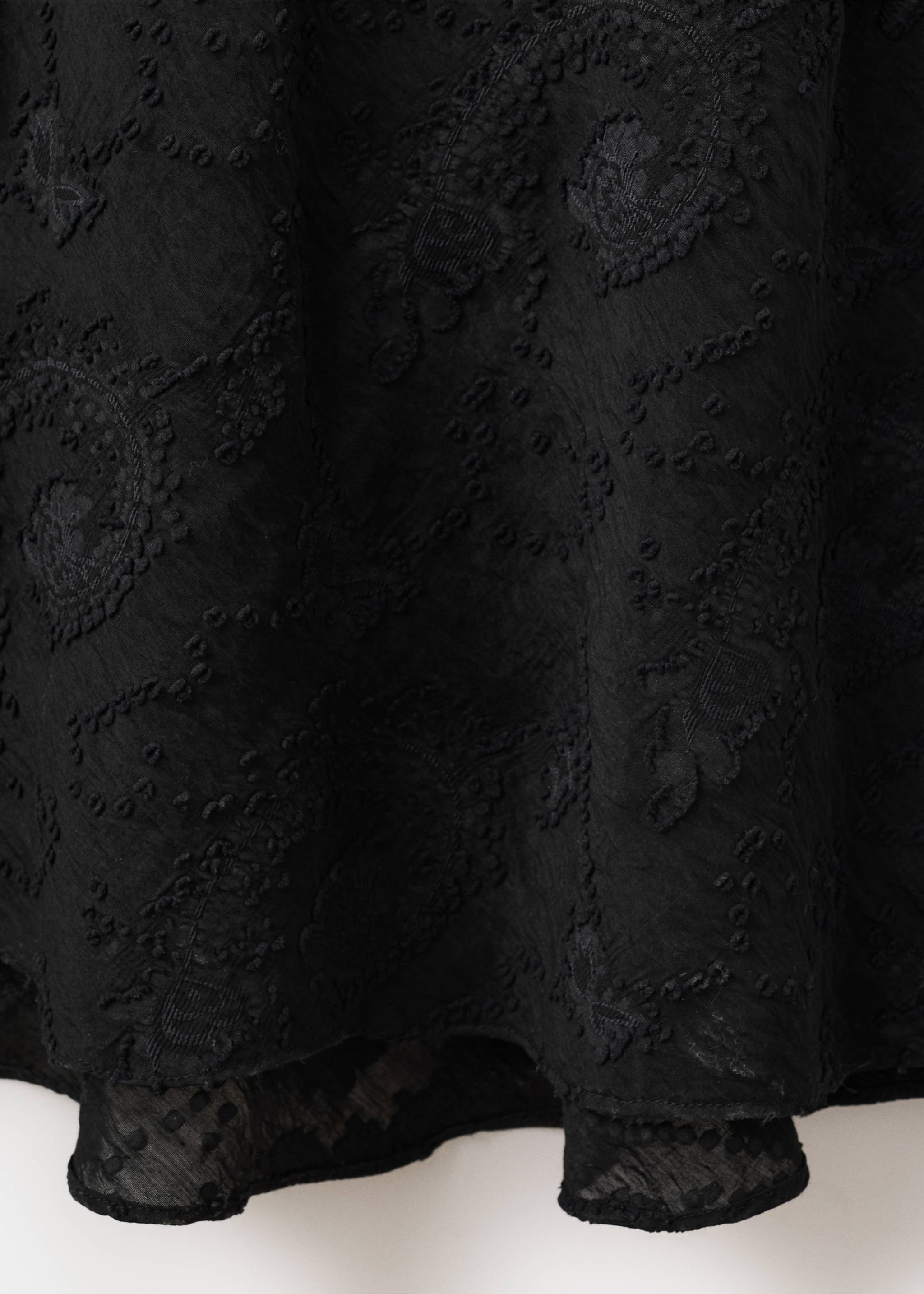 Chiffon dress with embroidered details - Details of the article 0, Black. Ref: 37003875-00.