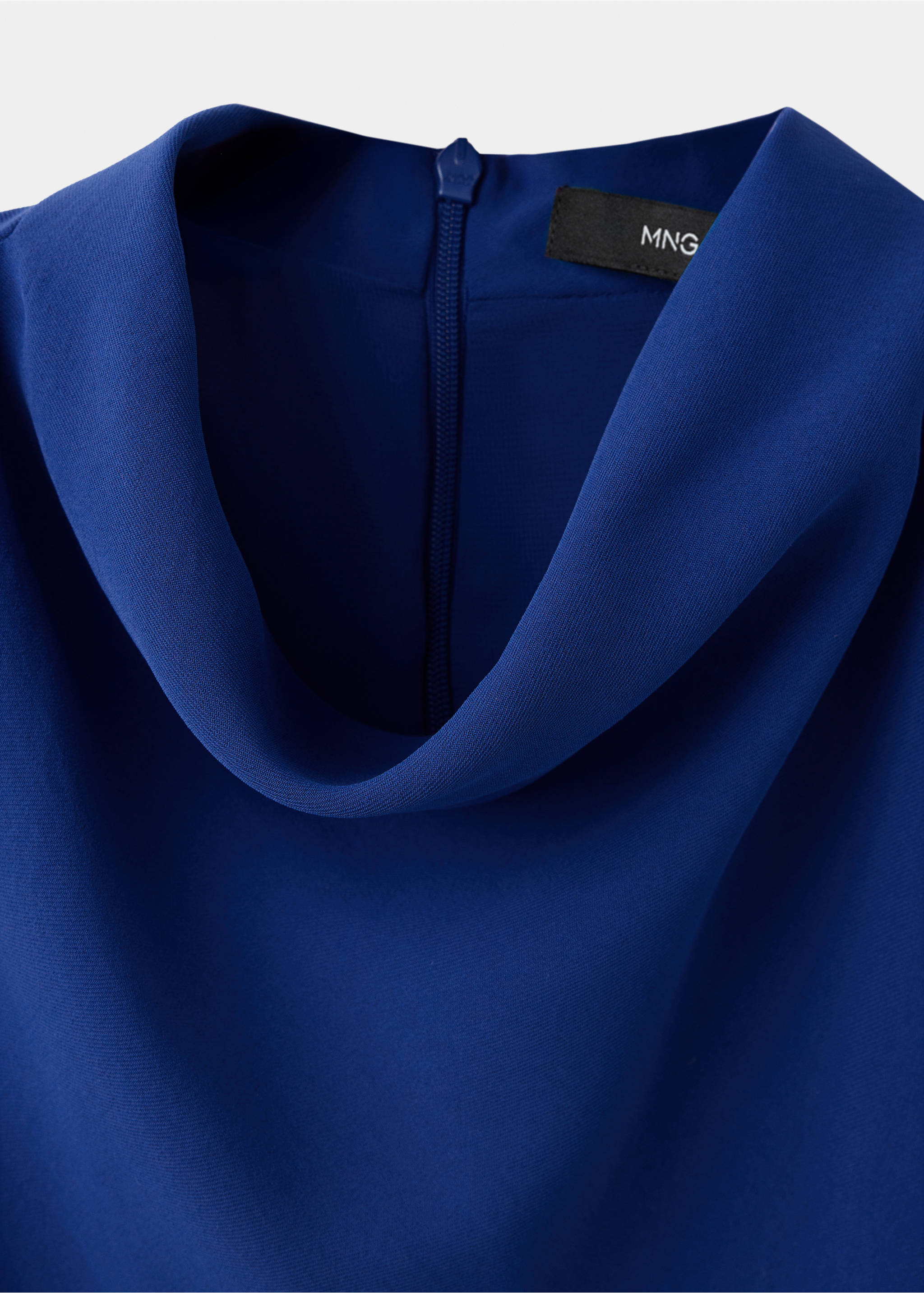 Robe froncée avec col drapé - Détail de l'article 8, Bleu. Ref: 37003876-00.
