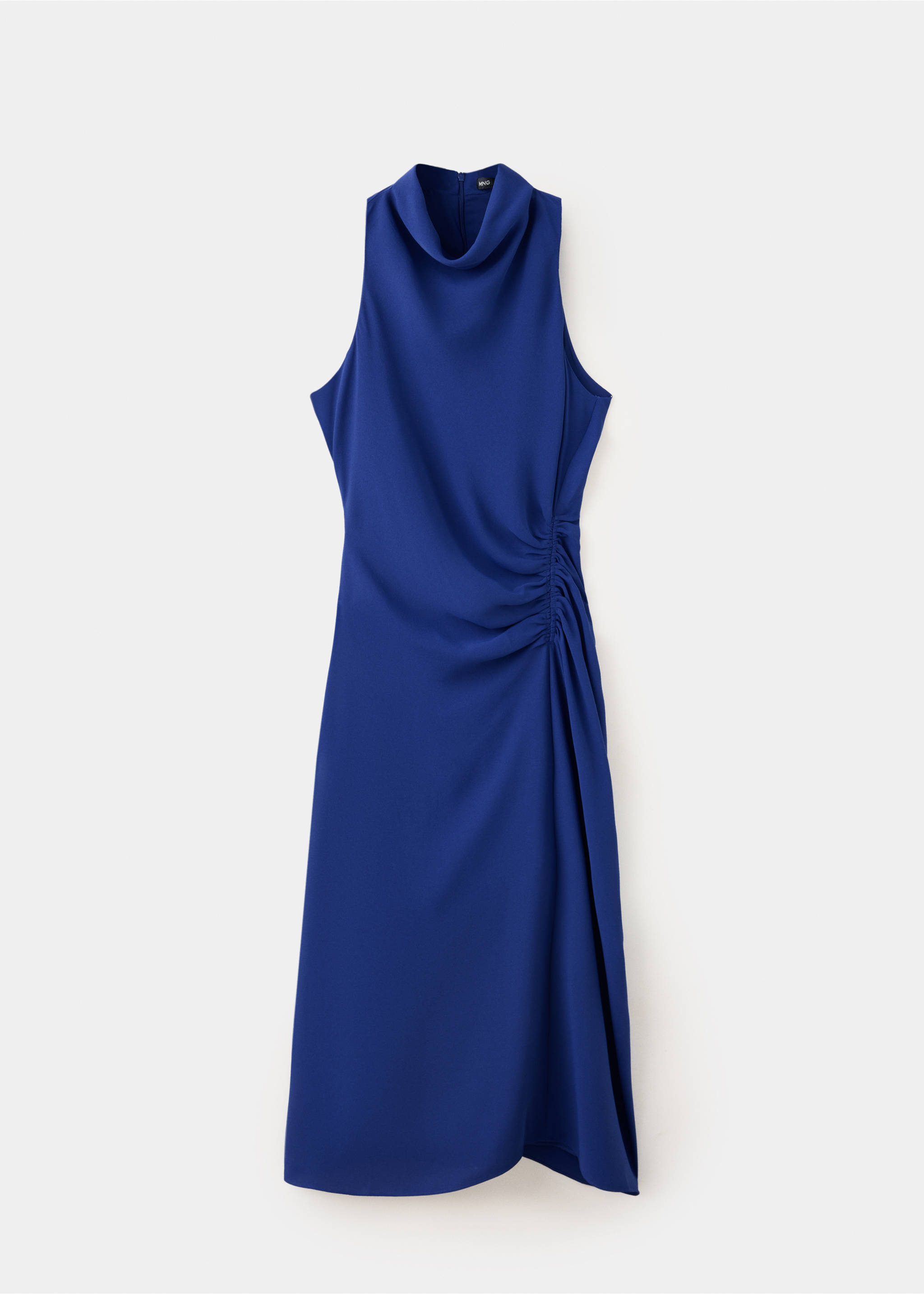 Robe froncée avec col drapé - Article sans modèle, Bleu. Ref: 37003876-00.