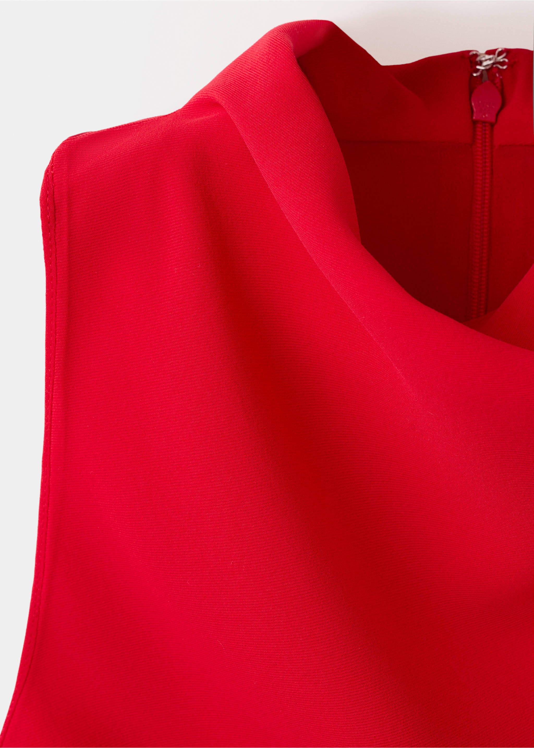 Robe longue froncée - Détail de l'article 8, Rouge. Ref: 37003876-00.