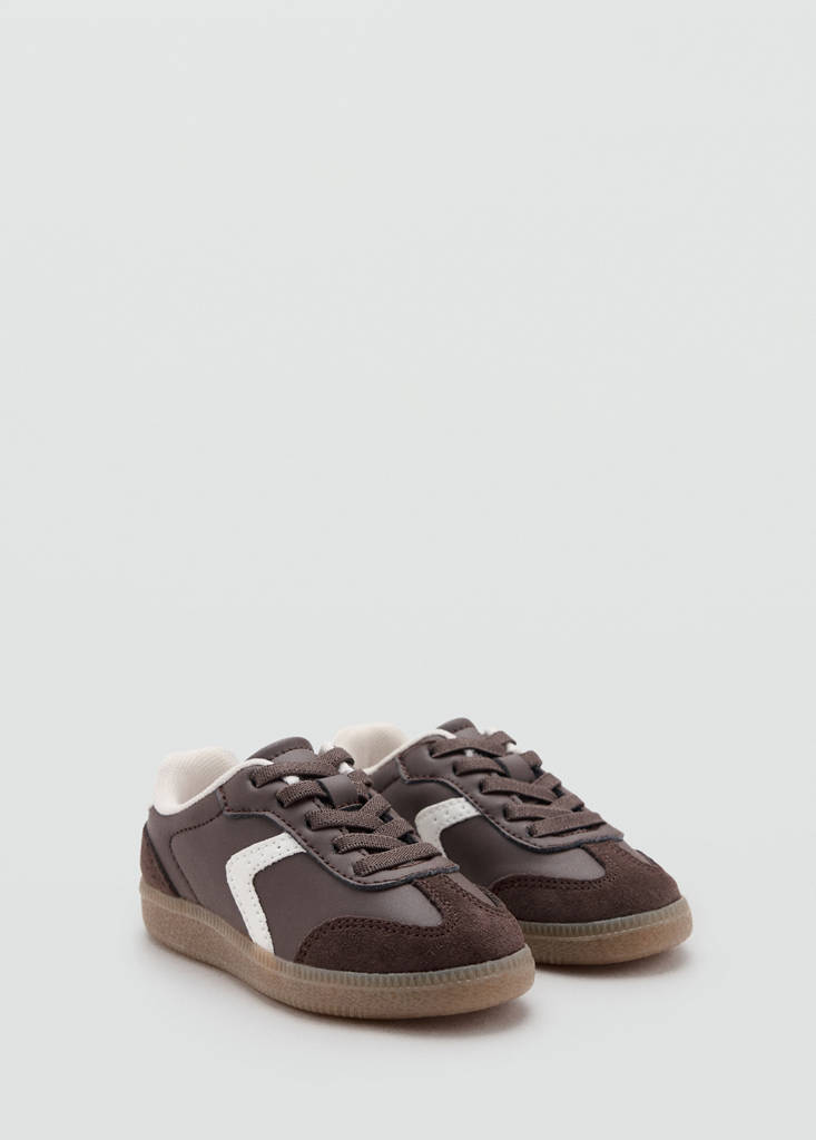 Two-tone trainers with leather details — Chocolate