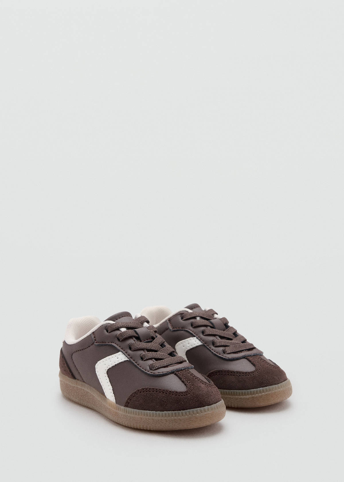 Mixed trainers with elastic lace — Chocolate