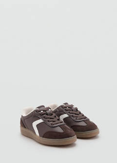 Mixed trainers with elastic lace — Chocolate 3
