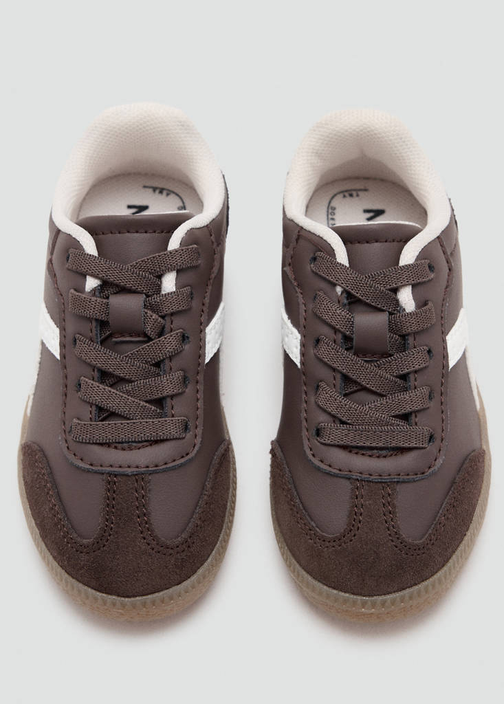 Two-tone trainers with leather details — Chocolate