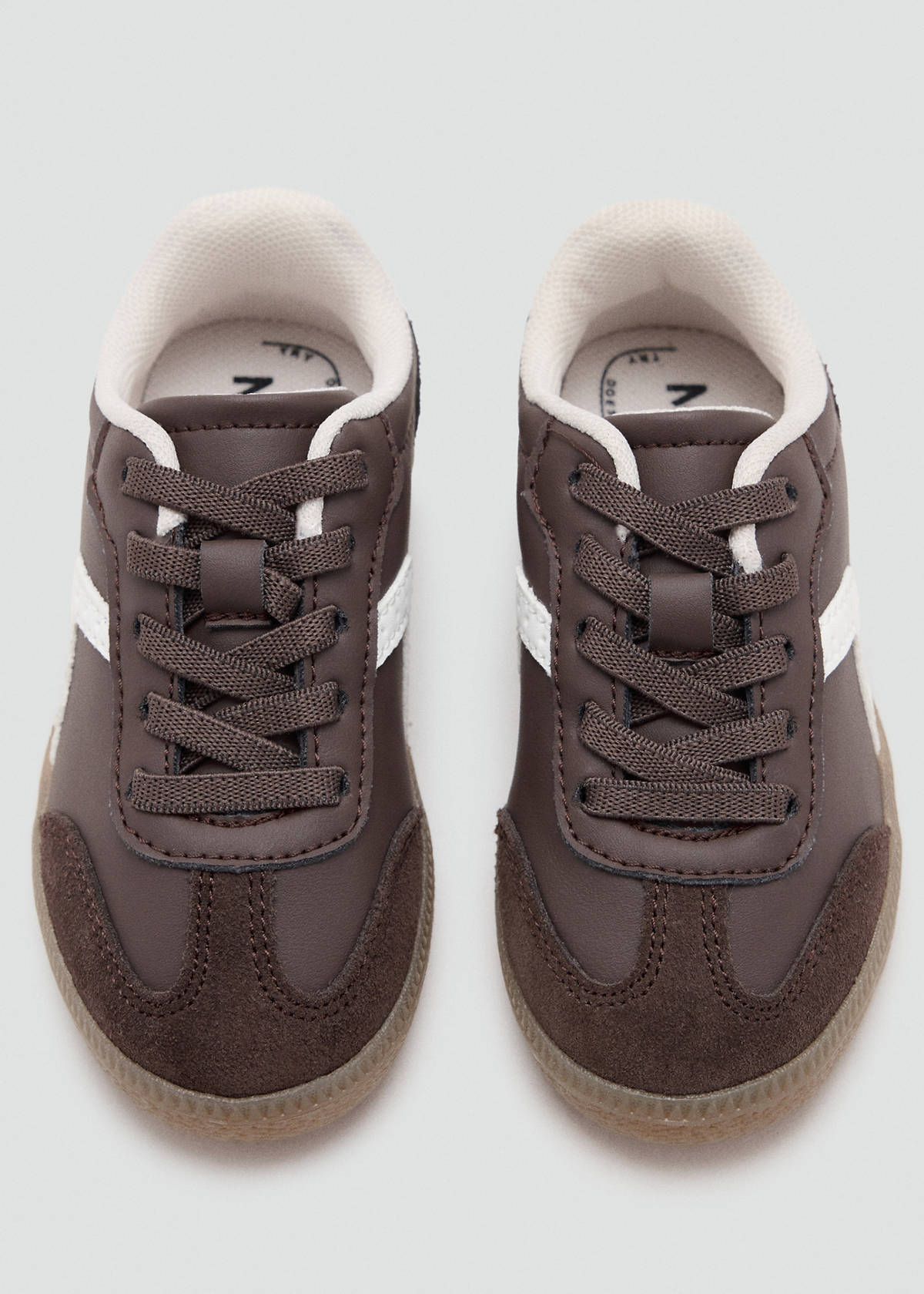 Mixed trainers with elastic lace — Chocolate