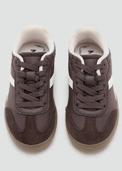 Mixed trainers with elastic lace — Chocolate 5