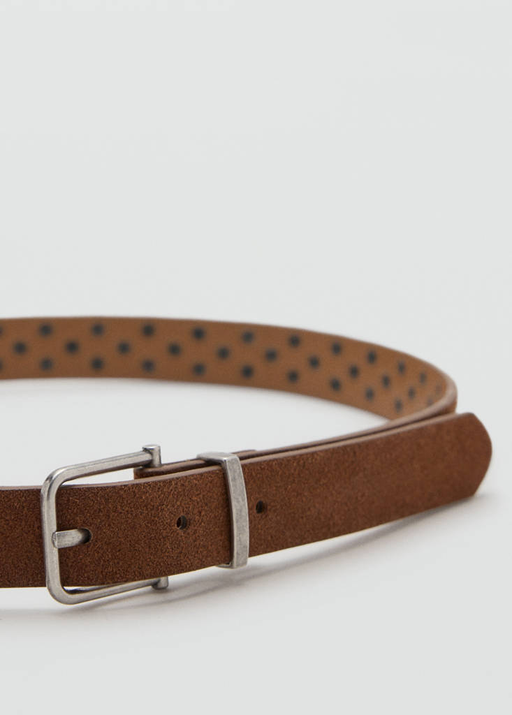 Stud leather belt — Brown
