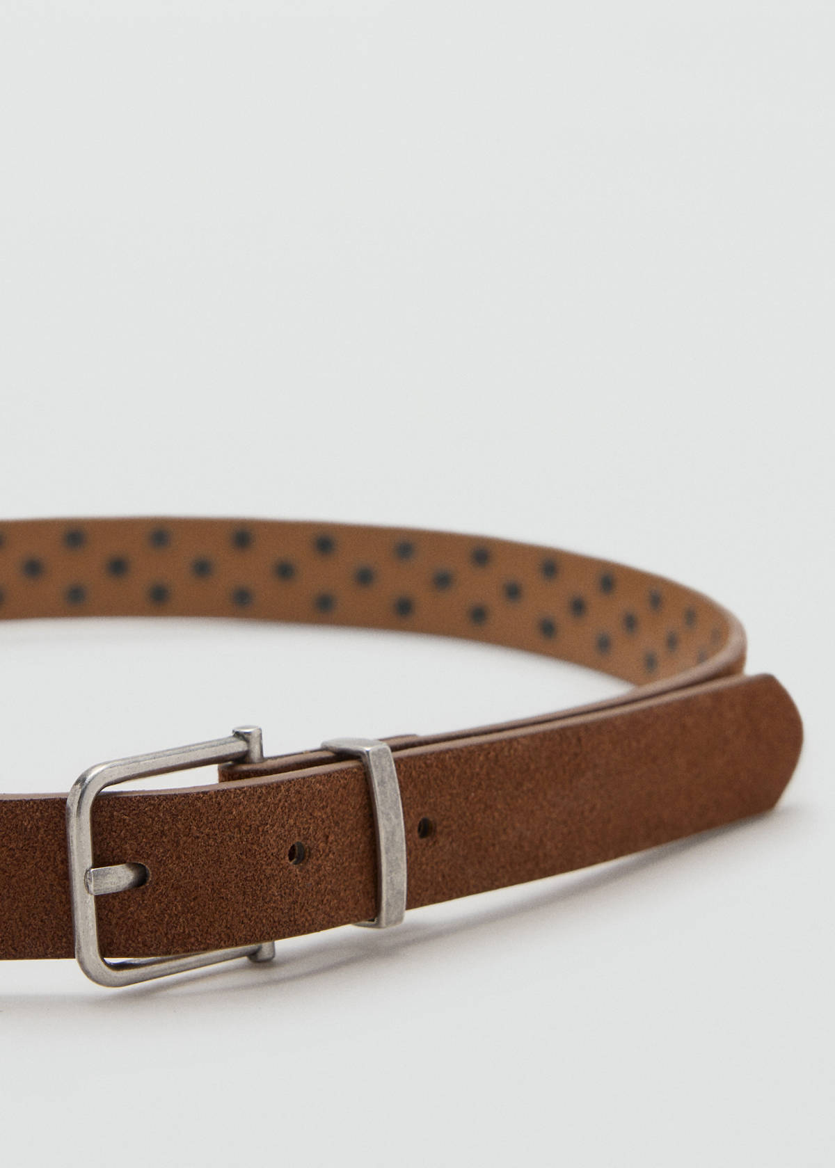 Stud leather belt — Brown