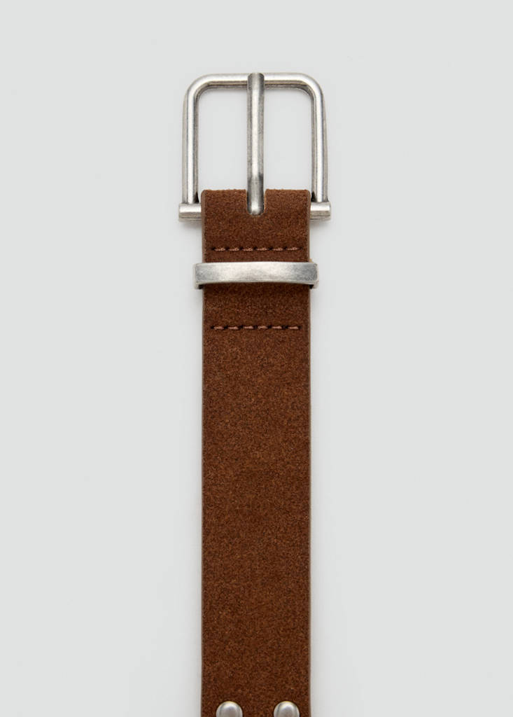 Stud leather belt — Brown