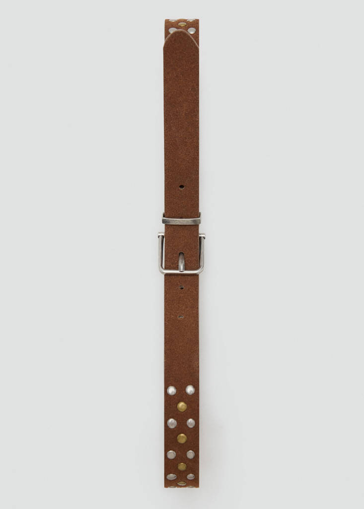 Stud leather belt — Brown