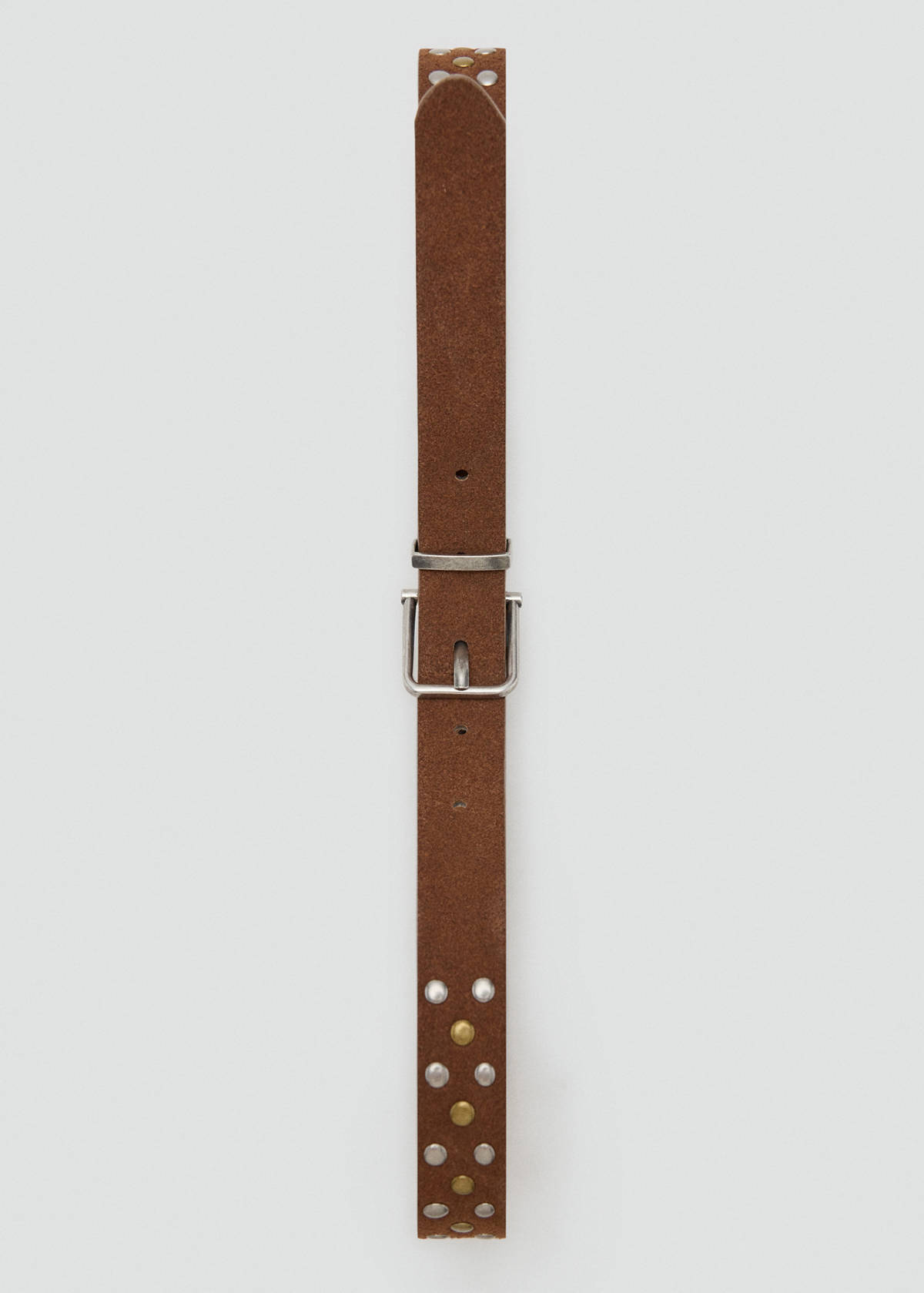 Stud leather belt — Brown