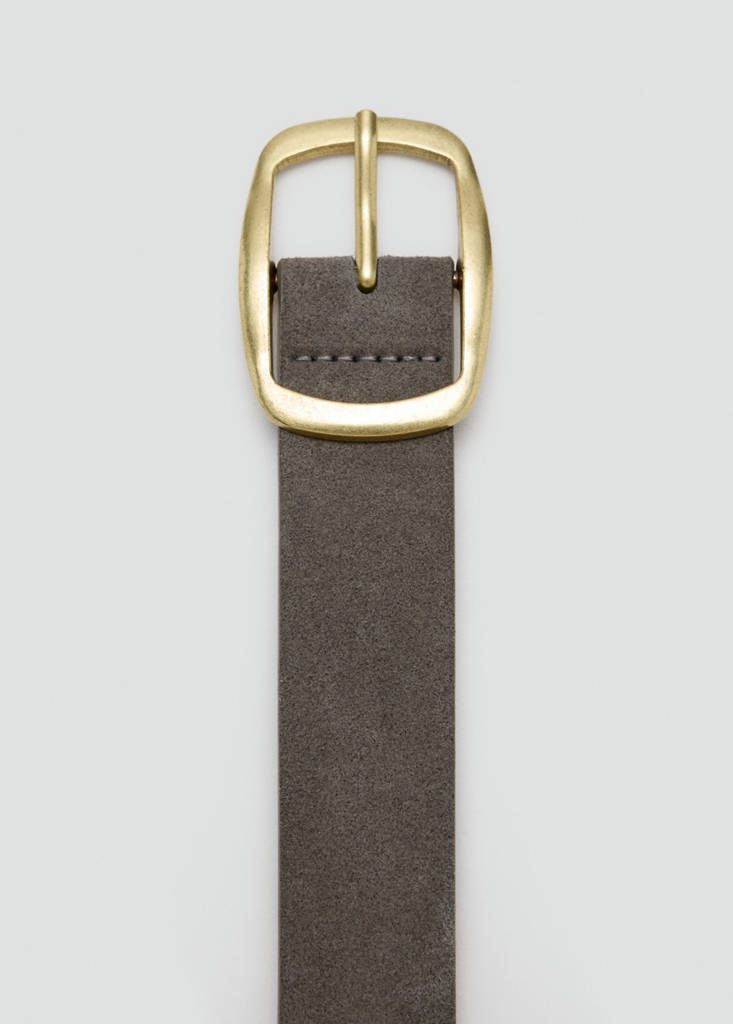 Leather belt with eyelets — Grey