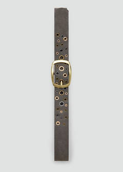Leather belt with eyelets — Grey 4