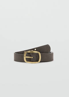 Leather belt with eyelets — Grey 1