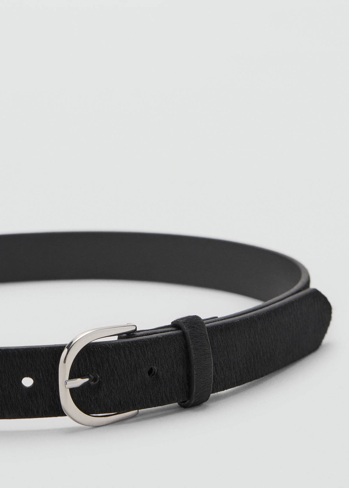 Leather fur belt — Black