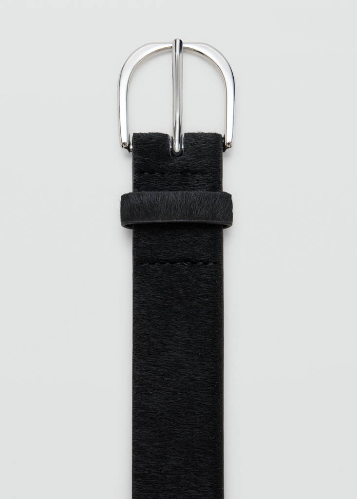 Leather fur belt — Black