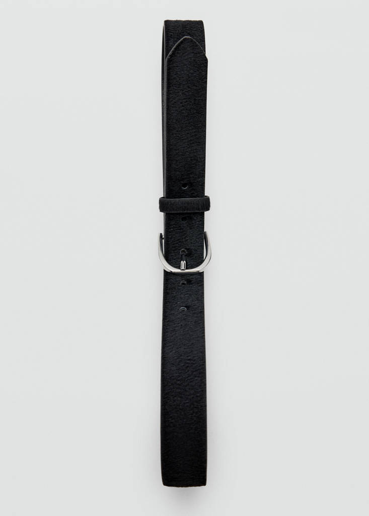 Leather fur belt — Black