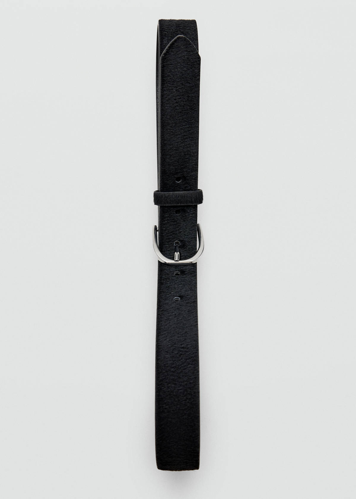 Leather fur belt — Black