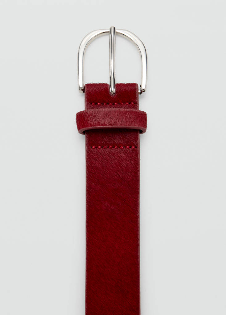 Leather fur belt — Red