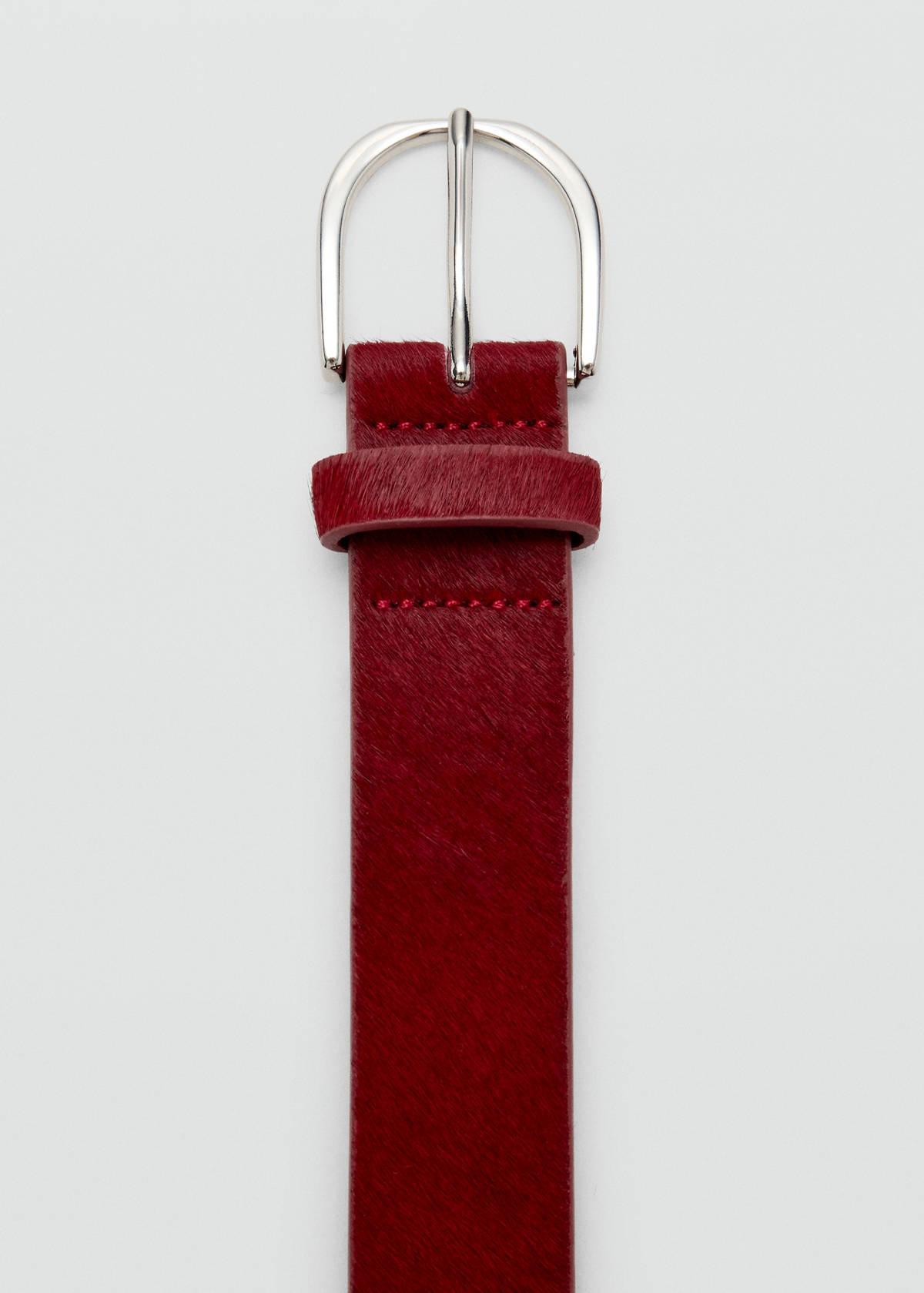 Leather fur belt — Red