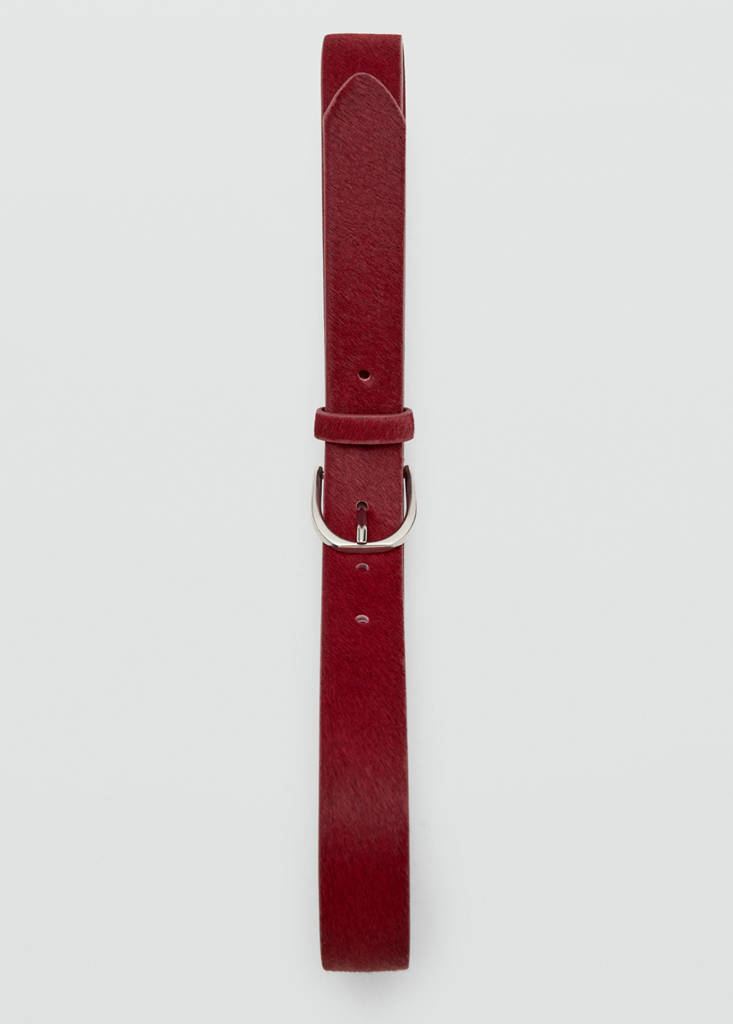 Leather fur belt — Red