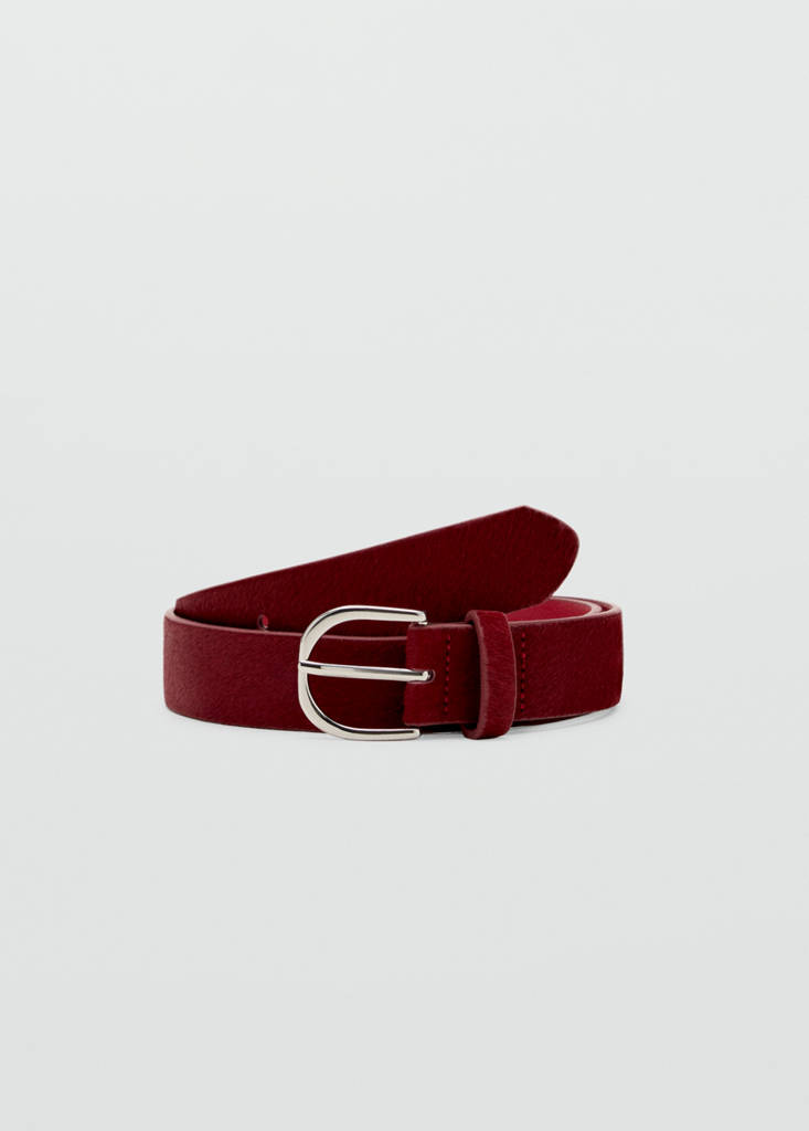 Leather fur belt — Red