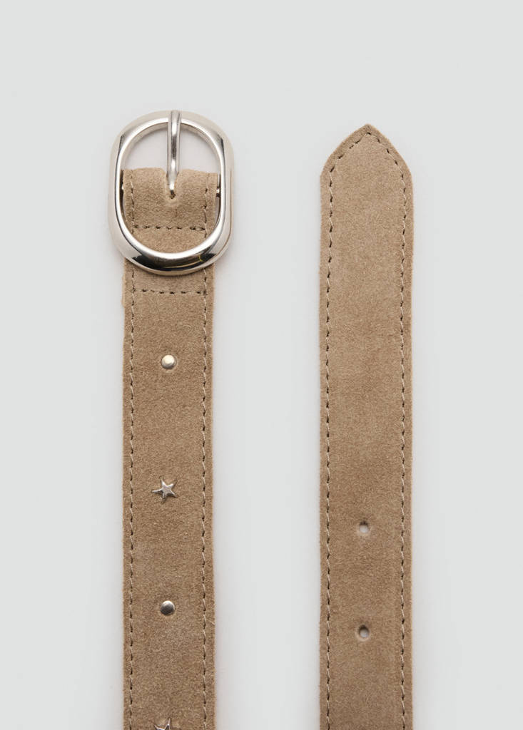 Stars leather belt — Sand