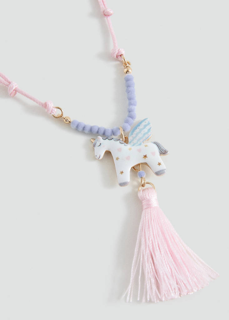 Unicorn cord necklace — Pale Pink