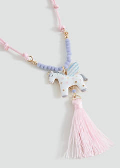 Unicorn cord necklace — Pale Pink 2