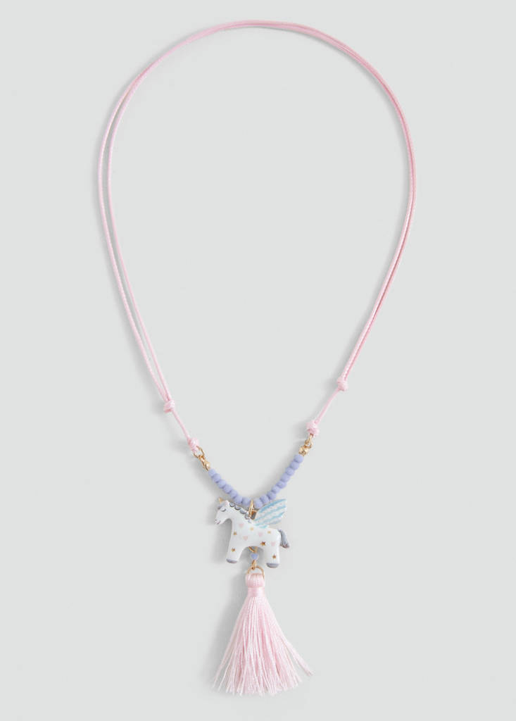 Unicorn cord necklace — Pale Pink