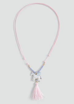 Unicorn cord necklace — Pale Pink 1