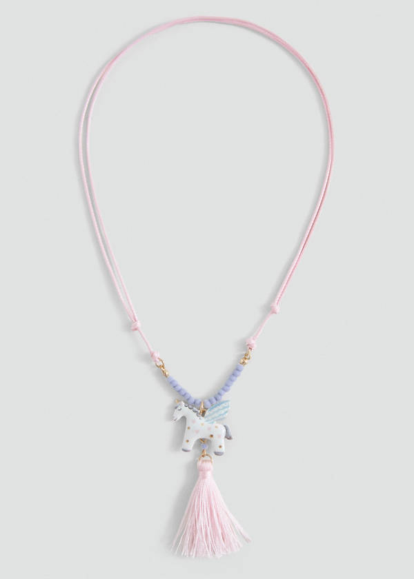 Unicorn cord necklace — Pale Pink