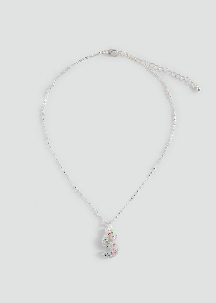 Letter necklace with sparkles — Silver