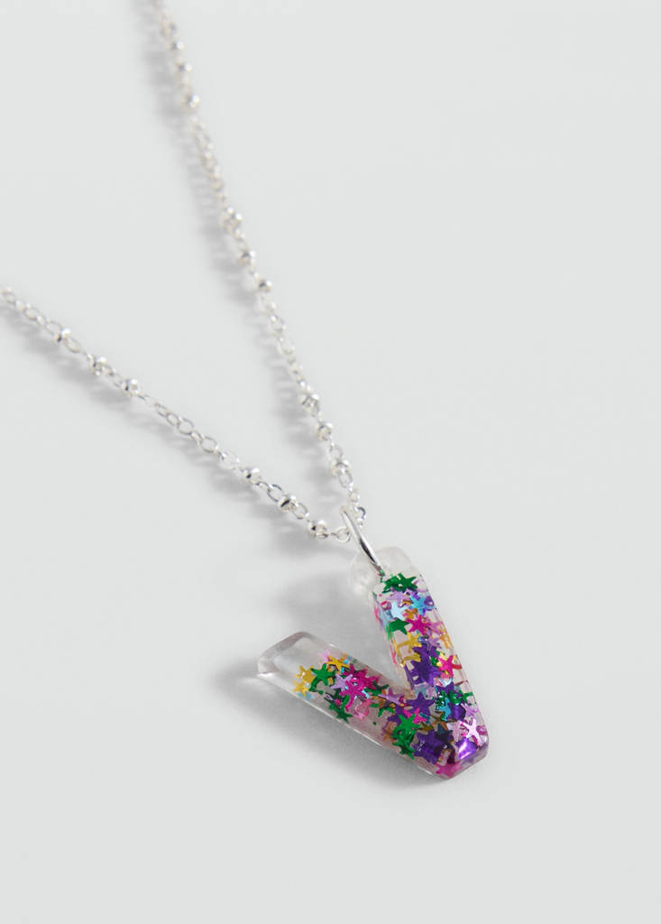 Letter necklace with sparkles — Silver