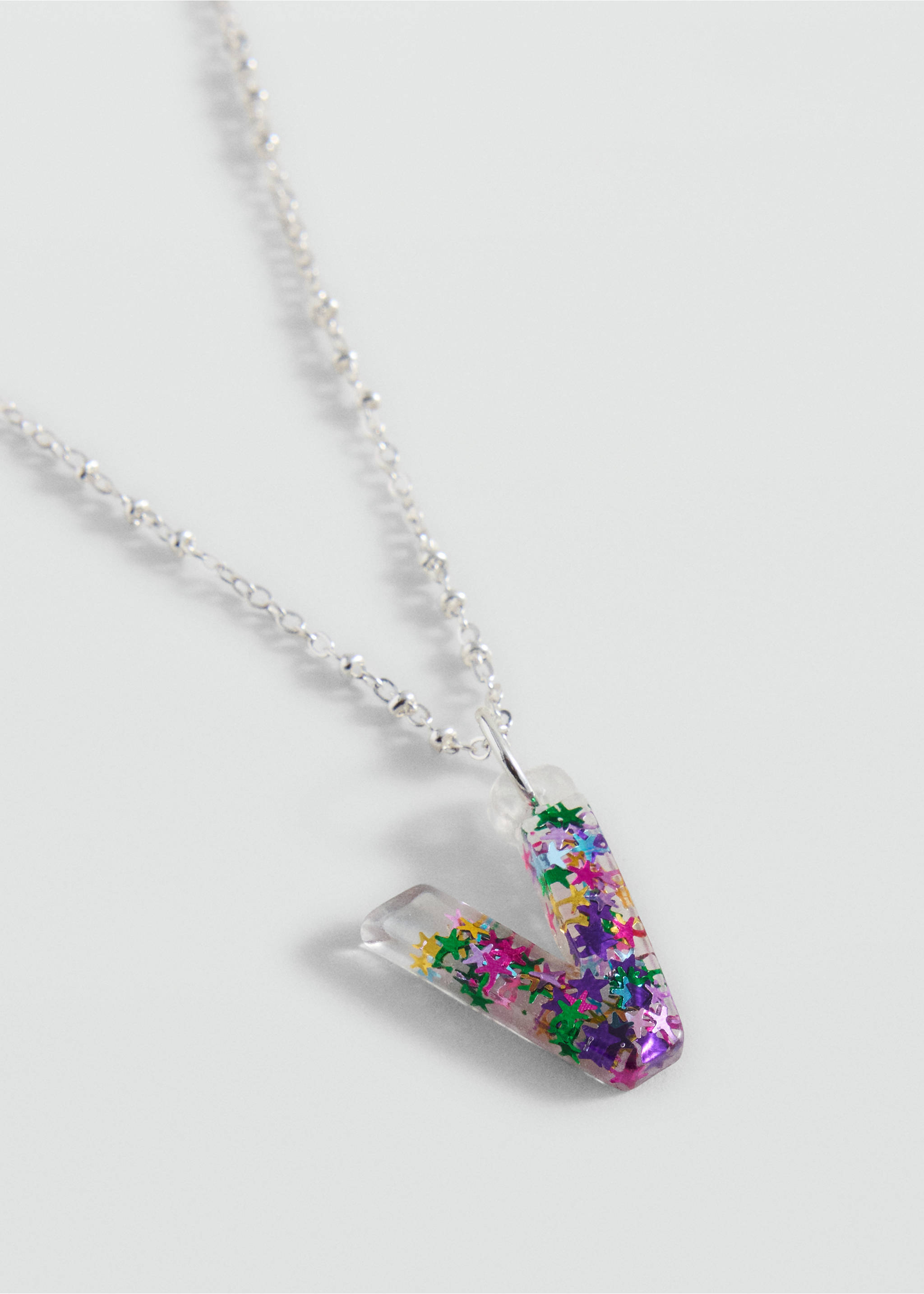 Letter necklace with sparkles - Medium plane, Silver. Ref: 37003905-00.