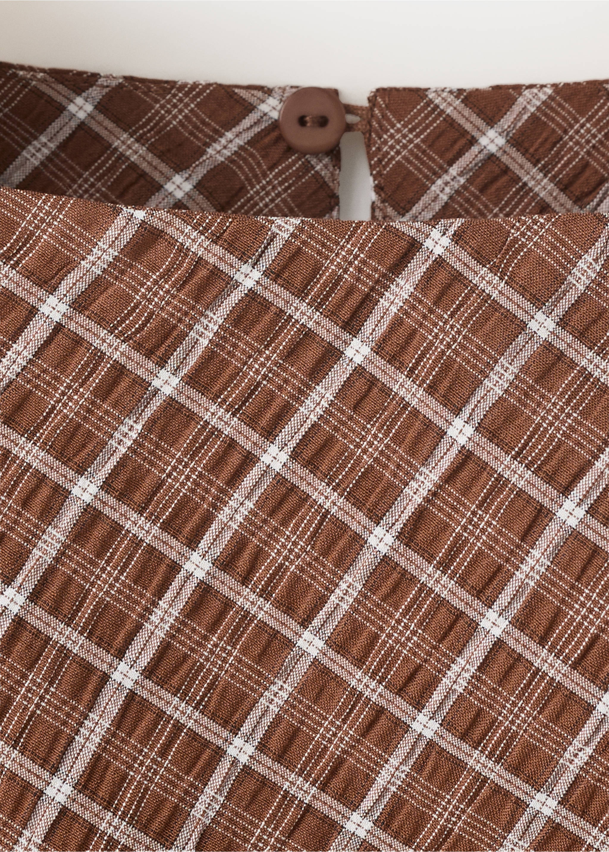 Asymmetric checked blouse - Details of the article 0, Brown. Ref: 37004078-00.