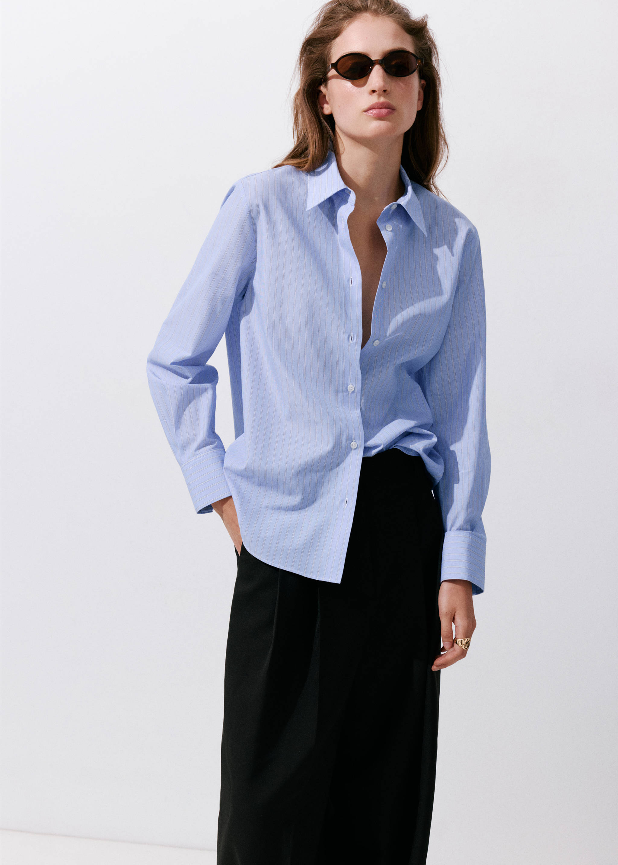 Cotton and lyocell blend straight shirt - Medium plane
