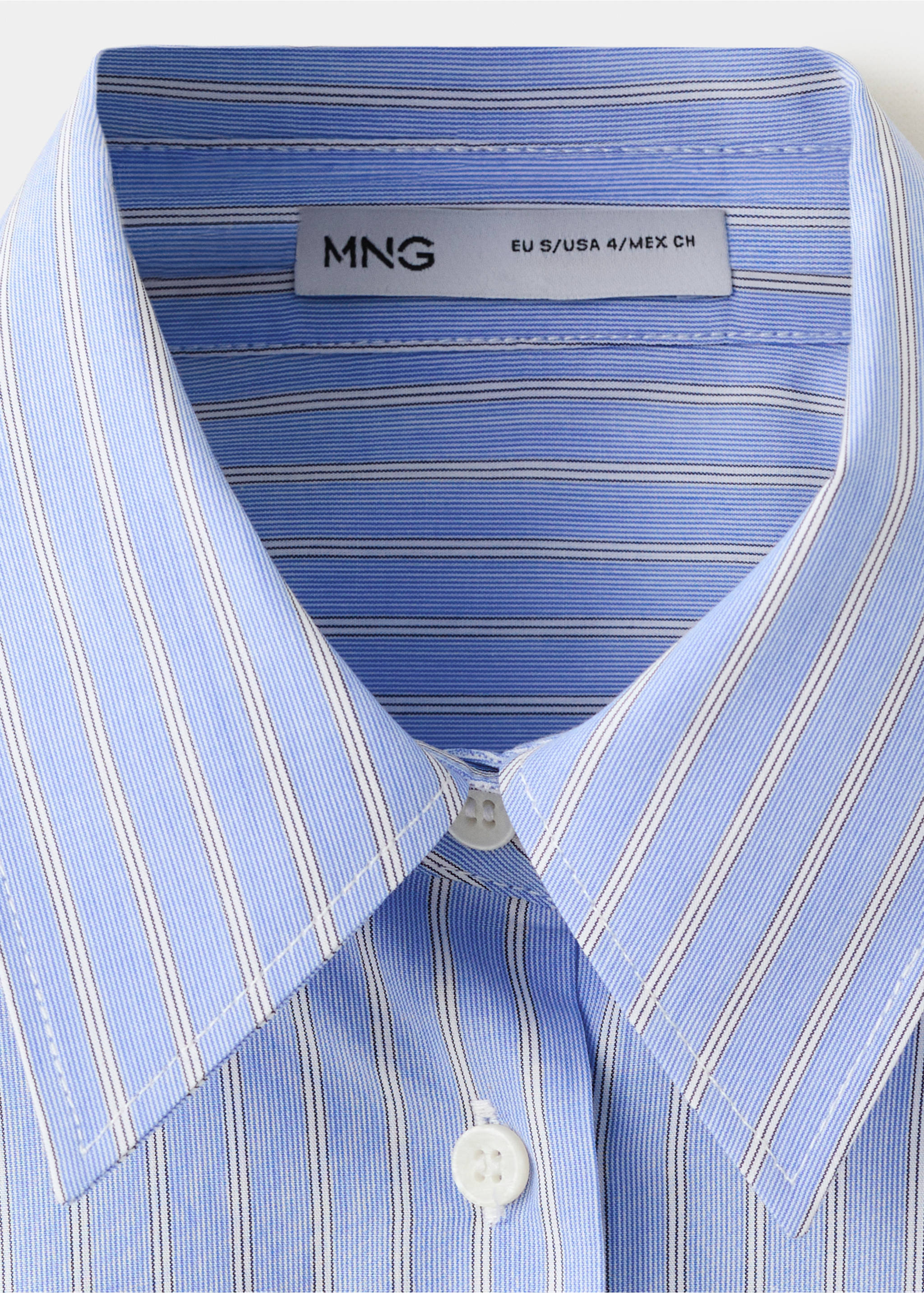 Cotton and lyocell blend straight shirt - Details of the article 8, Sky Blue. Ref: 37004079-00.