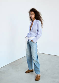 Striped cotton and lyocell shirt — Sky Blue 13