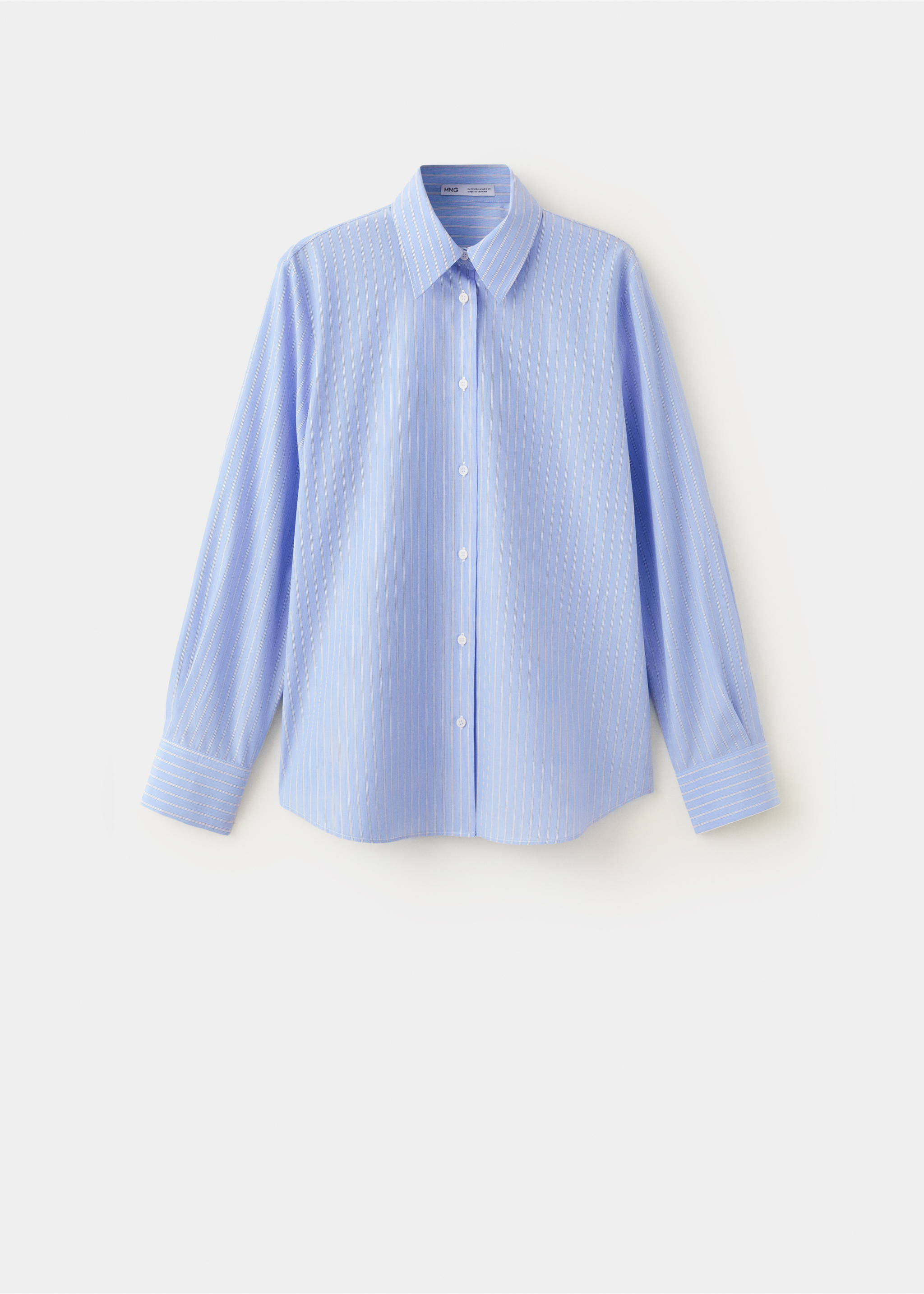 Cotton and lyocell blend straight shirt - Article without model, Sky Blue. Ref: 37004079-00.