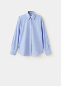 Striped cotton and lyocell shirt — Sky Blue 9
