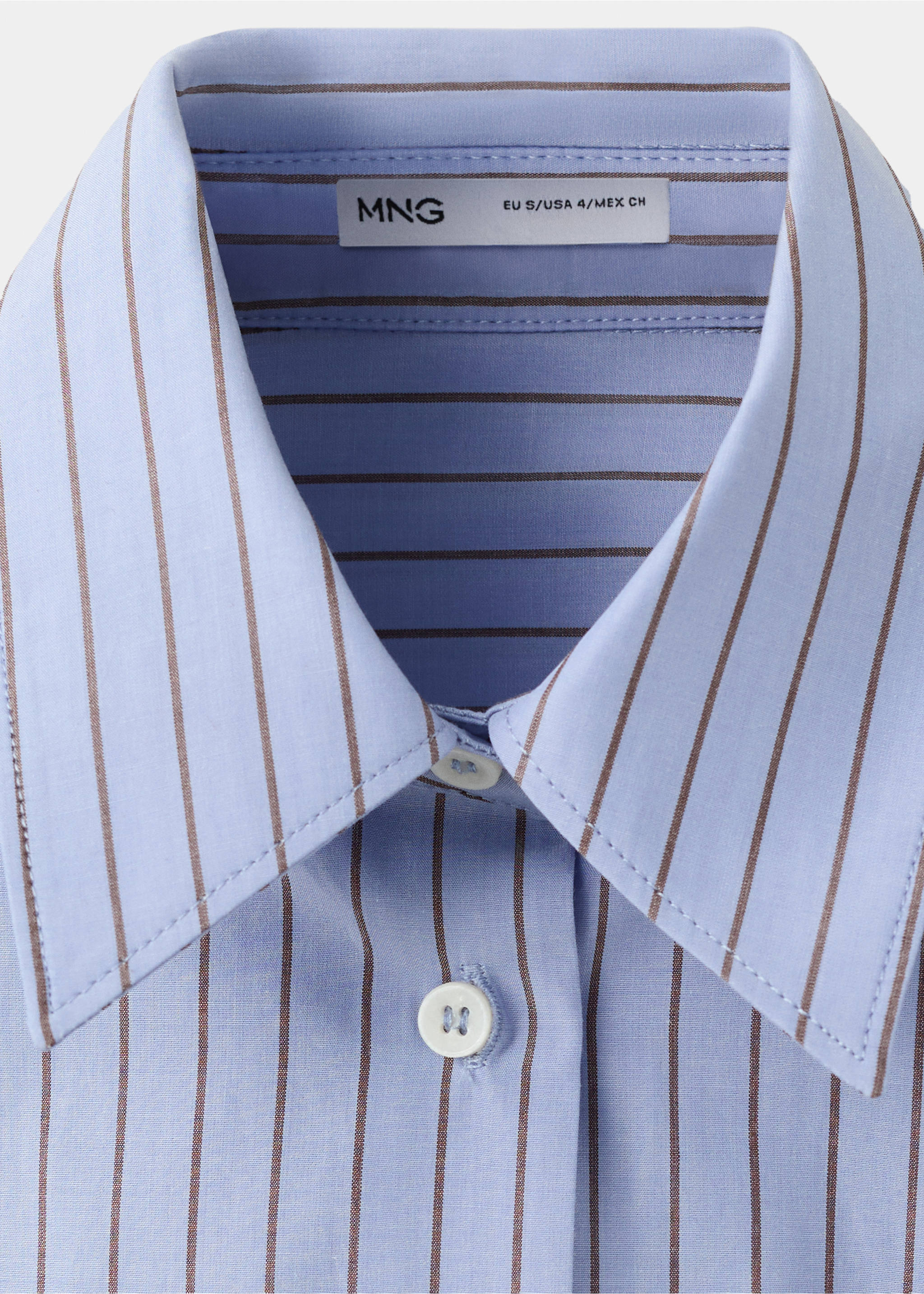 Cotton and lyocell blend straight shirt - Details of the article 8, Blue. Ref: 37004079-00.