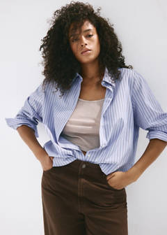 Striped cotton and lyocell shirt — Blue 8