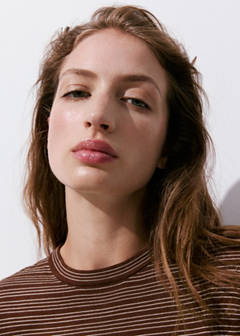 Striped short-sleeved sweater — Chocolate 4