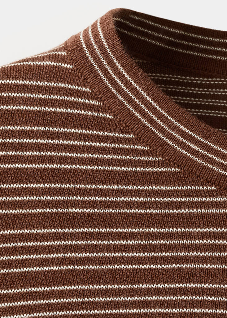 Striped short-sleeved sweater — Chocolate