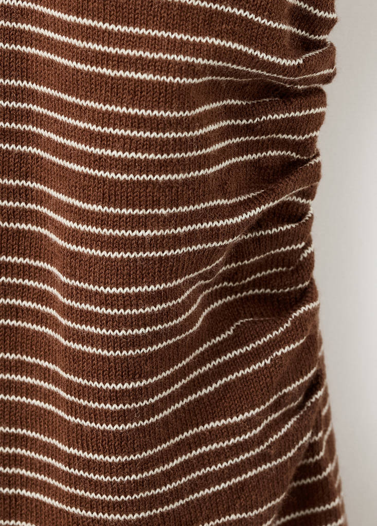 Striped short-sleeved sweater — Chocolate