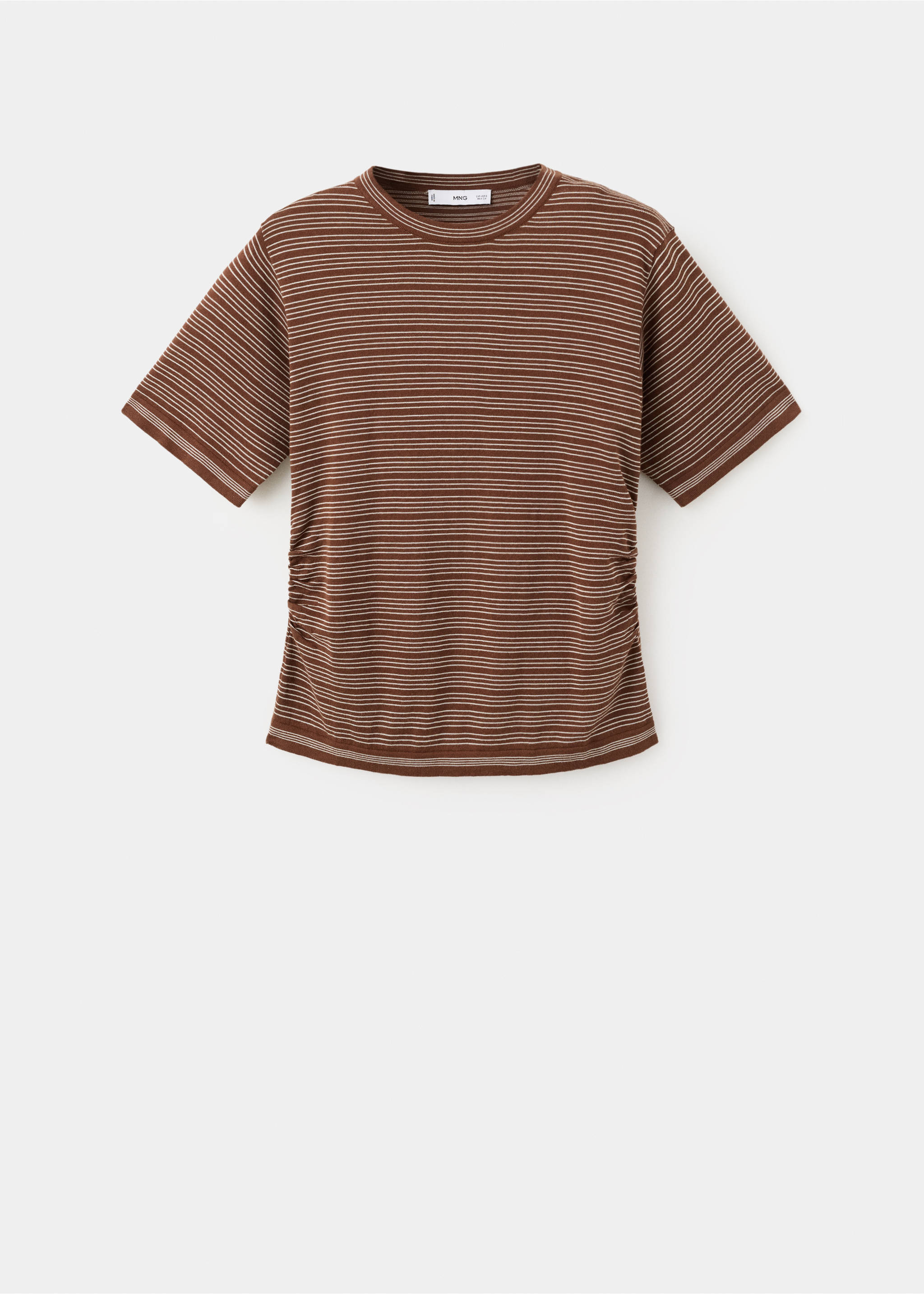 Striped short-sleeved sweater - Article without model, Chocolate. Ref: 37004082-00.